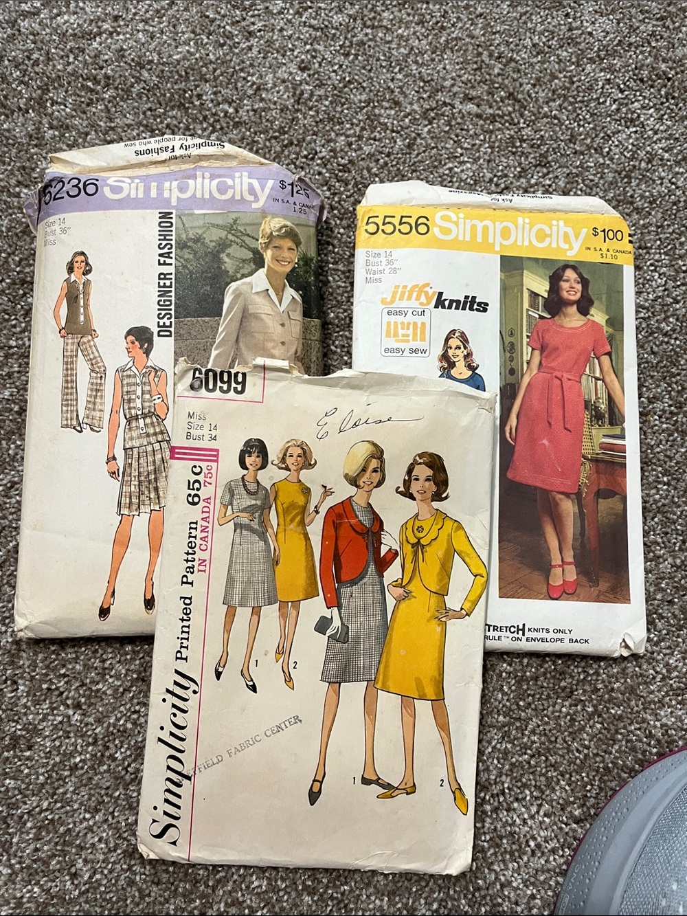 Vintage Simplicity Pattern Bundle from 60s and 70s-5556-6236-6099